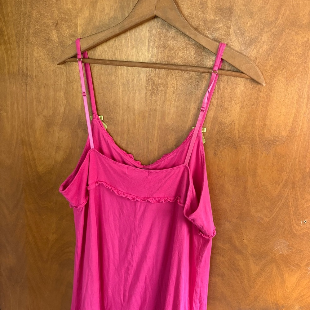 Betsey Johnson Betseyville Barbie Pink Babydoll Slip Dress Green Bow XL Y2K Goth - Picture 6 of 14